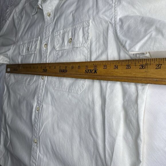 LL Bean Sunwashed Canvas Button Shirt Traditional Fit Short Sleeve Mens XL Cream - Picture 4 of 6